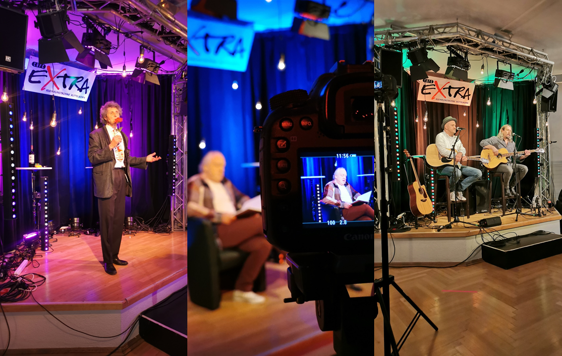 Drei verschiedene Bilder neben einander. Monsieur Brezelberger, Jürgen Leber und Molly Alone.